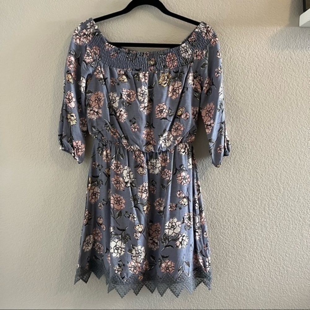 Floral off the shoulder mini dress